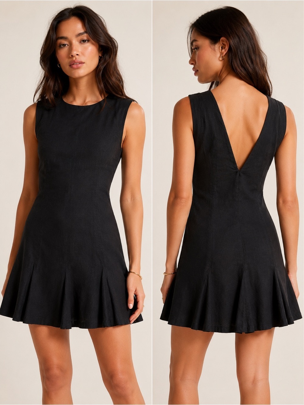Abercrombie & Fitch Black Linen Gadot Mini Dress